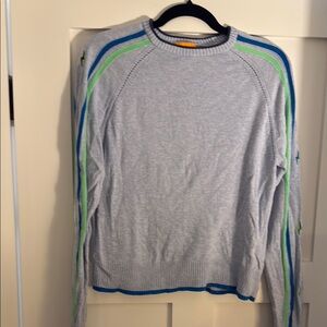 Brodie Cashmere Gray and Blue Crew Neck Sweater